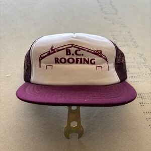 Vintage 90s Yupoong B.C. Roofing Trucker Hat Snapback Mesh Cap